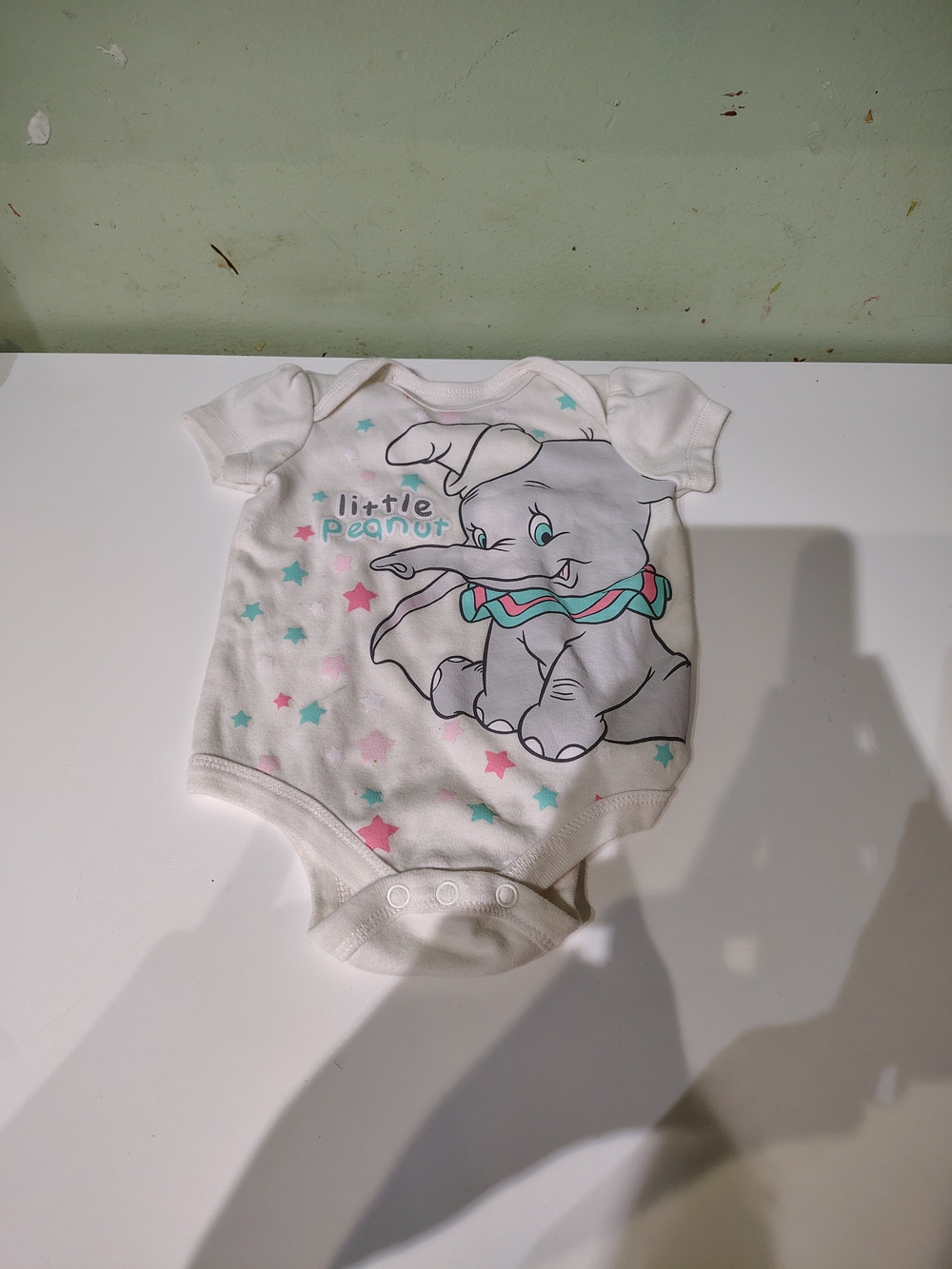 Disney Baby Girl Dumbo Short Sleeve Grey Size 3-6 Months White Bodysuit